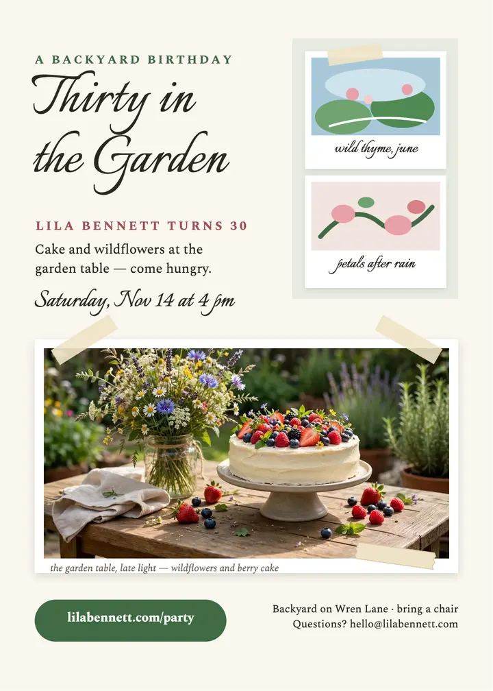 Lila's garden birthday invite: birthday invitation template