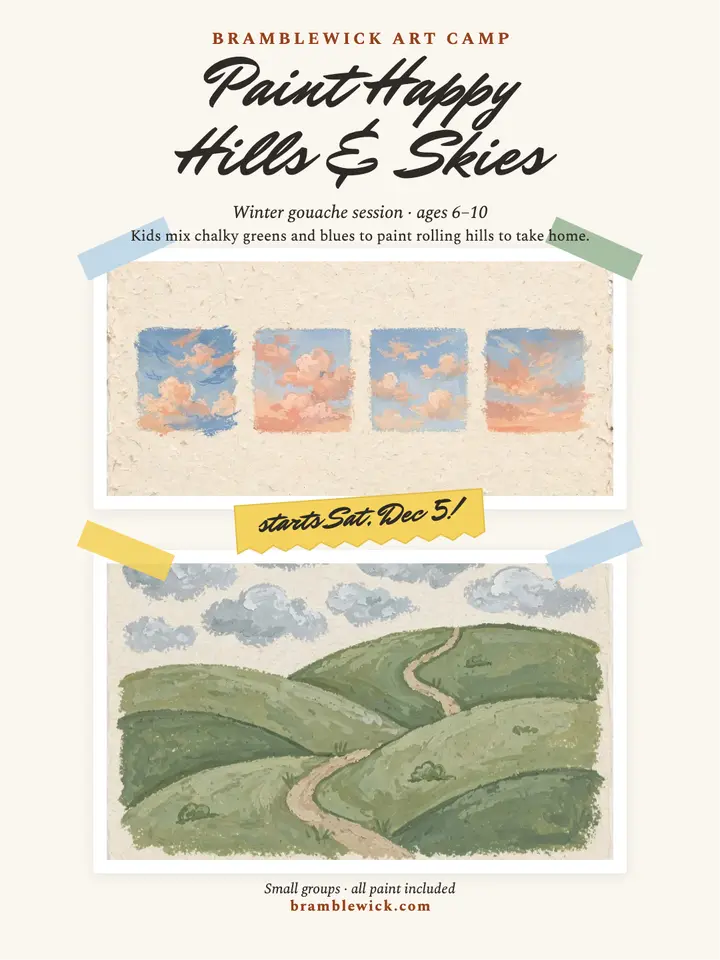 Bramblewick gouache hills art camp portrait template