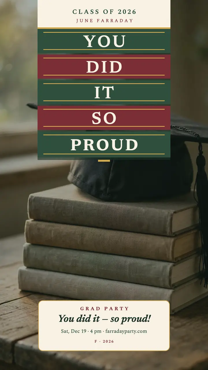 June Farraday book spine graduation story template