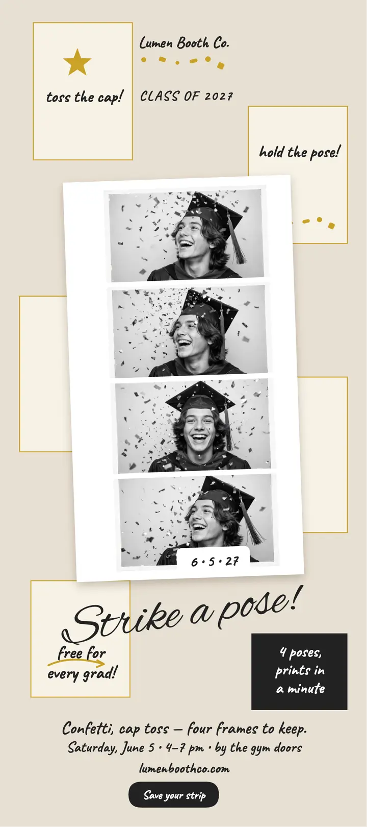 Lumen Booth graduation strip card template