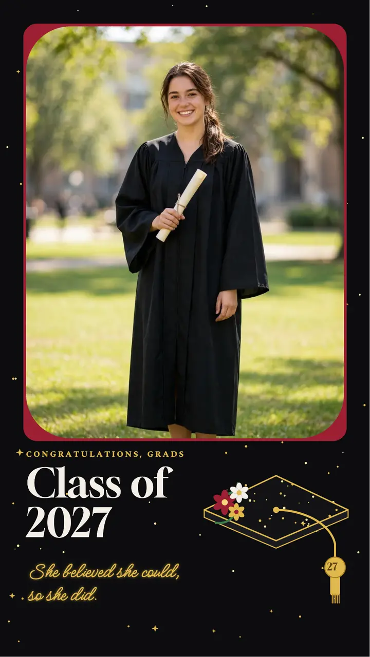 Class of 2027 decorated grad cap story template