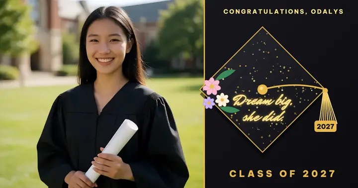 Class of 2027 grad cap congratulations post: graduation congratulations post template