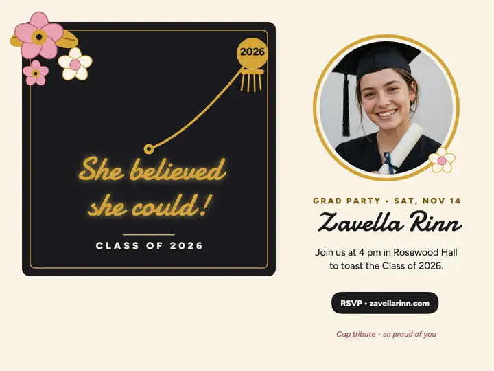 Zavella grad cap keepsake slide: graduation keepsake slide template