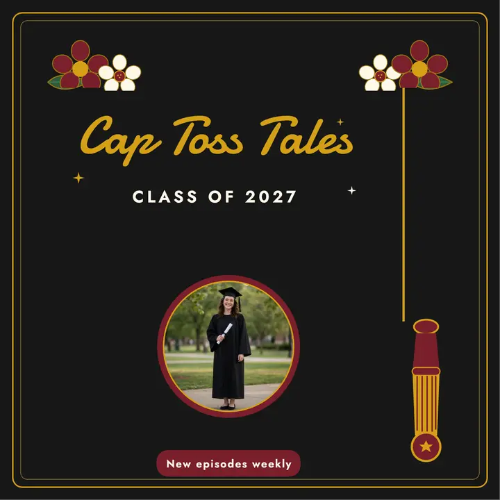 Cap Toss Tales graduation podcast cover template