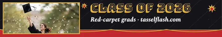 Tassel and Flash red carpet grad cover: graduation linkedin cover template