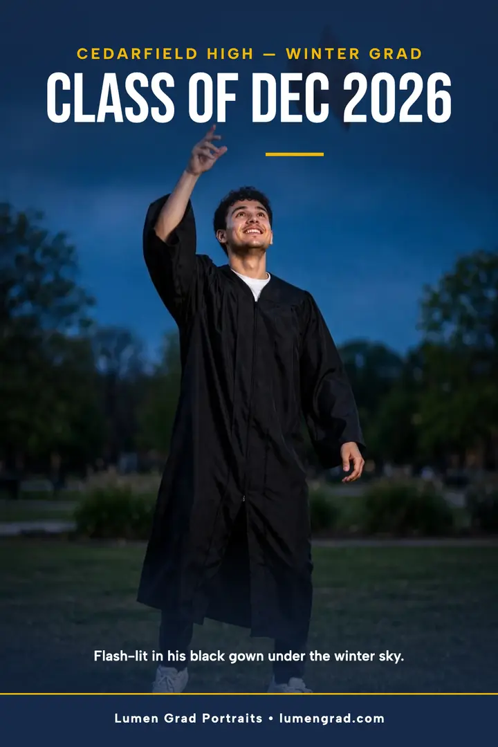 Lumen winter grad flash portrait poster template