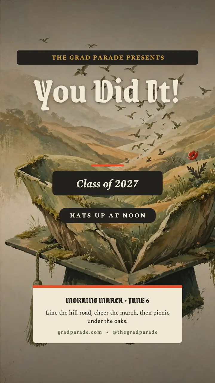 The Grad Parade graduation poster story: graduation story template