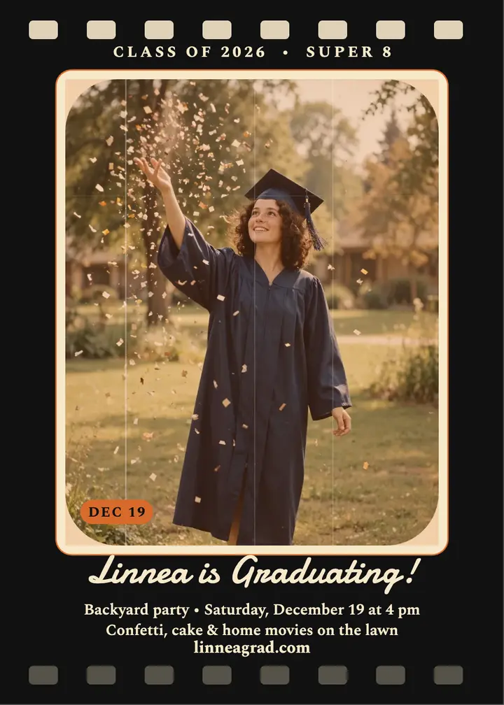 Linnea home movie grad party invitation template