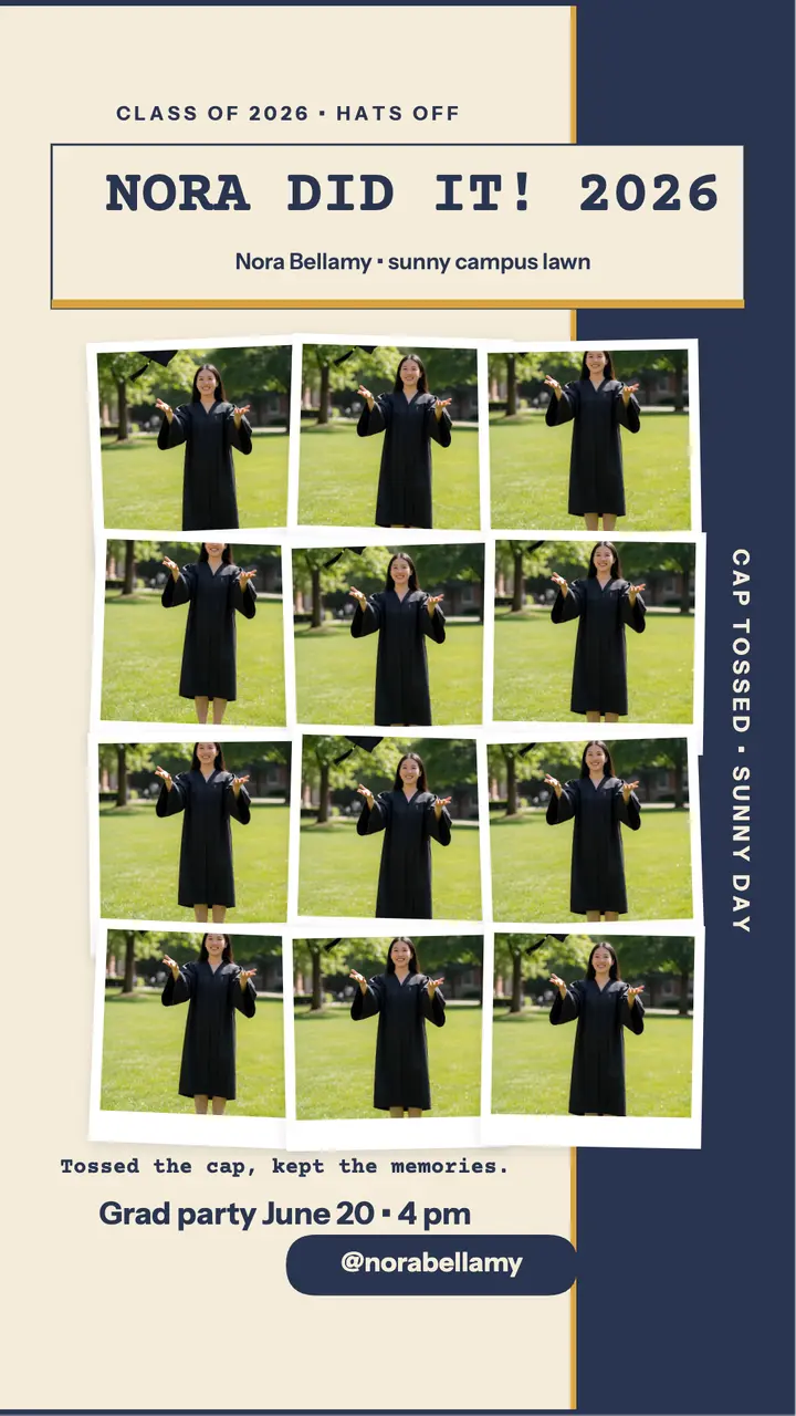 Nora Bellamy graduation joiner story template