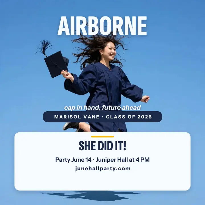 Airborne grad jump portrait post template