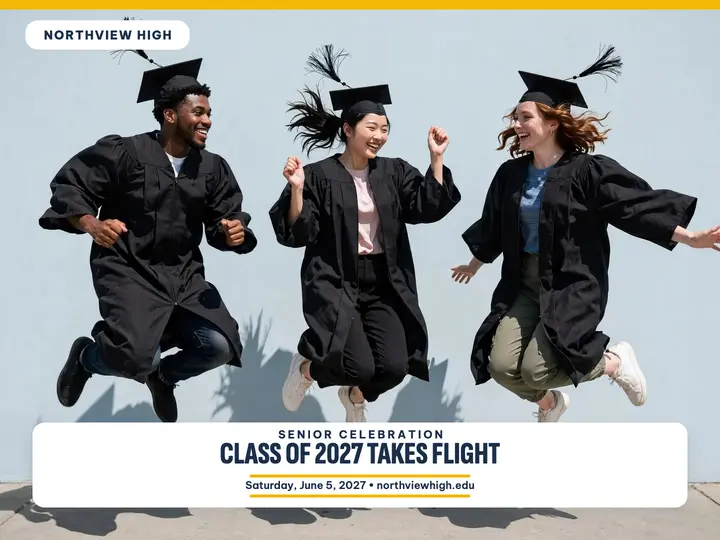 Northview High graduation jump slide: graduation celebration slide template