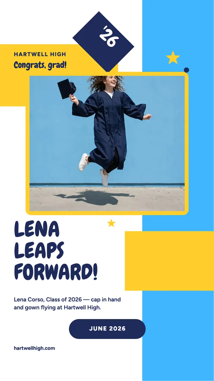 Lena jumps graduation story moment template