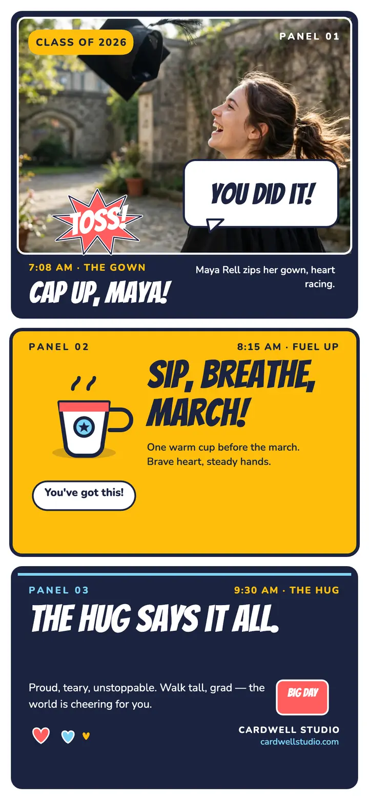 Maya's grad morning comic wallpaper template
