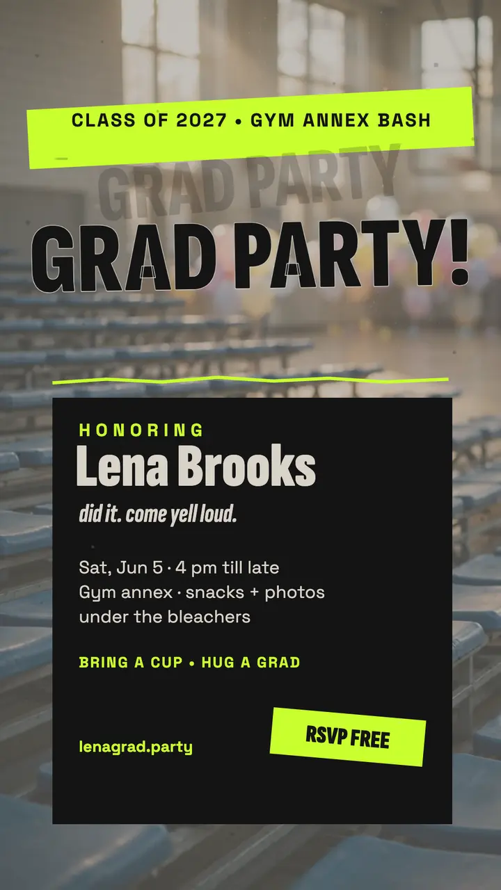 Lena Brooks grad party grunge story template