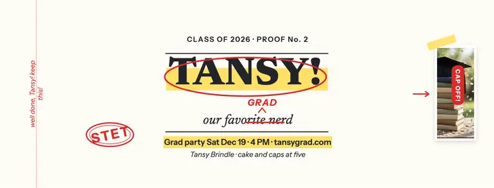 Tansy grad party proof cover template