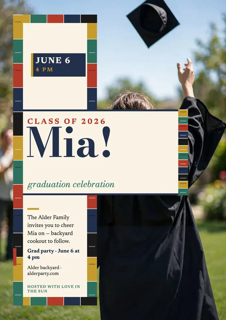 Mia Alder graduation celebration flyer template