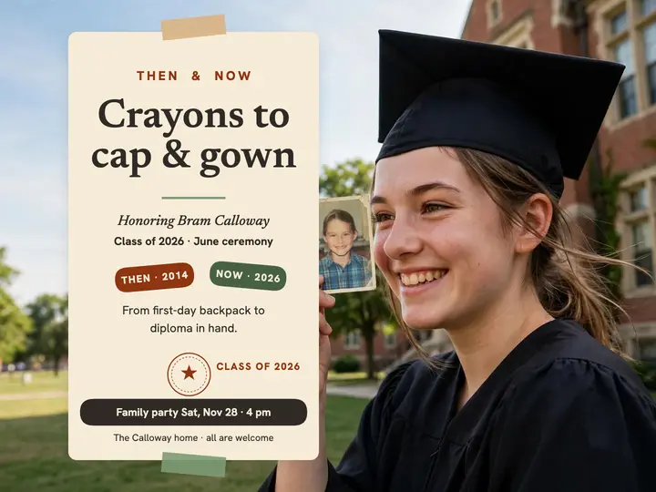 Bram graduation then and now slide: graduation then and now slide template