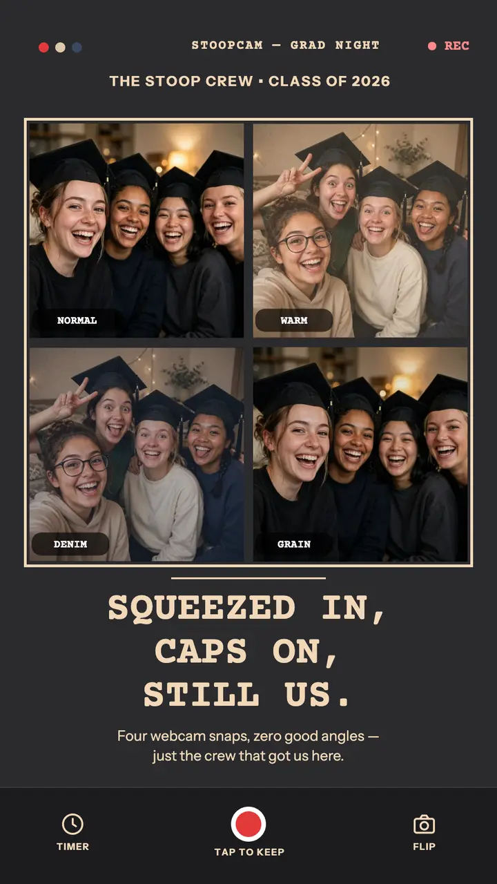 Stoop Crew grad webcam booth story template