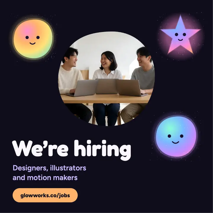 Glowworks hiring post with gradient creatures template