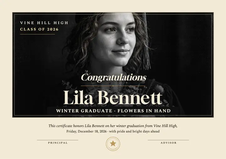 Lila Bennett mezzotint graduation certificate template
