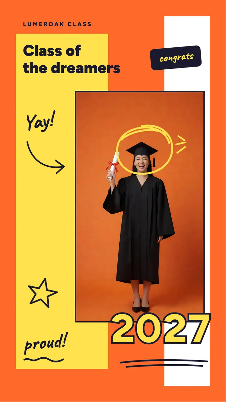 Class of 2027 graduation story, scribbled cutout template