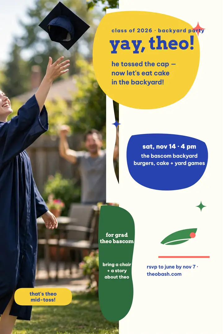 Theo backyard grad party poster template
