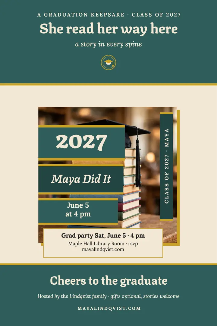Maya Lindqvist graduation spine poster template