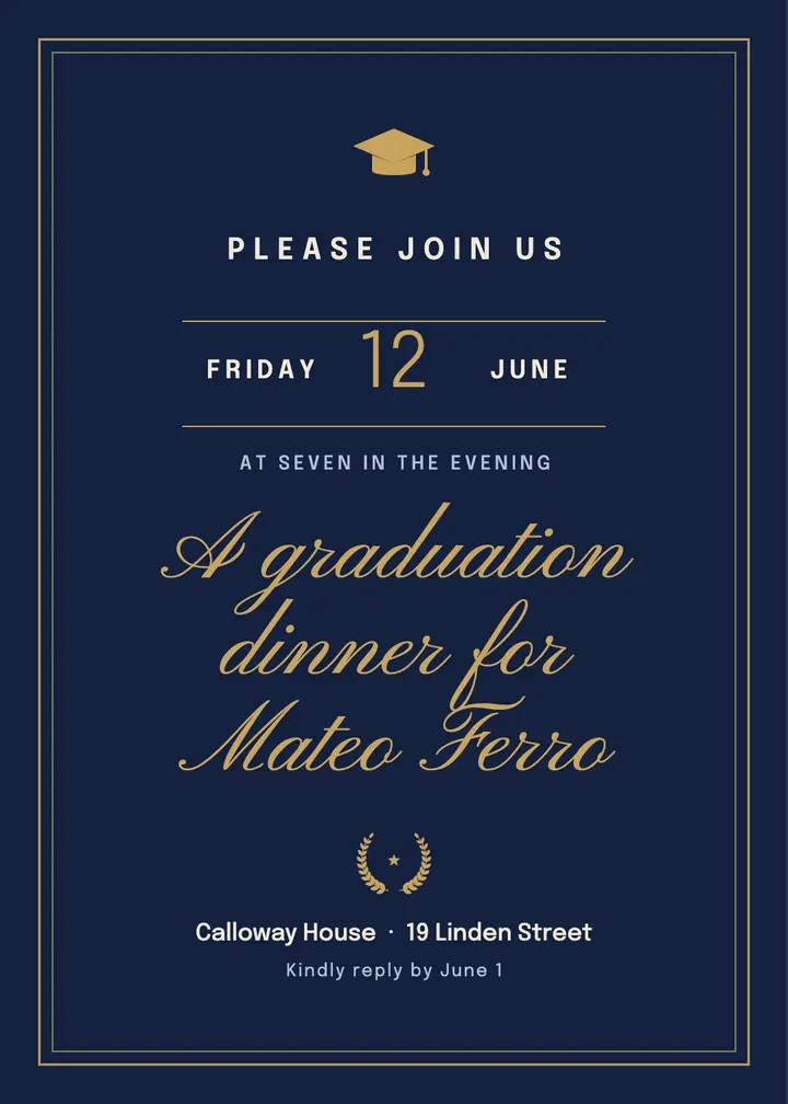 Graduation dinner invitation template
