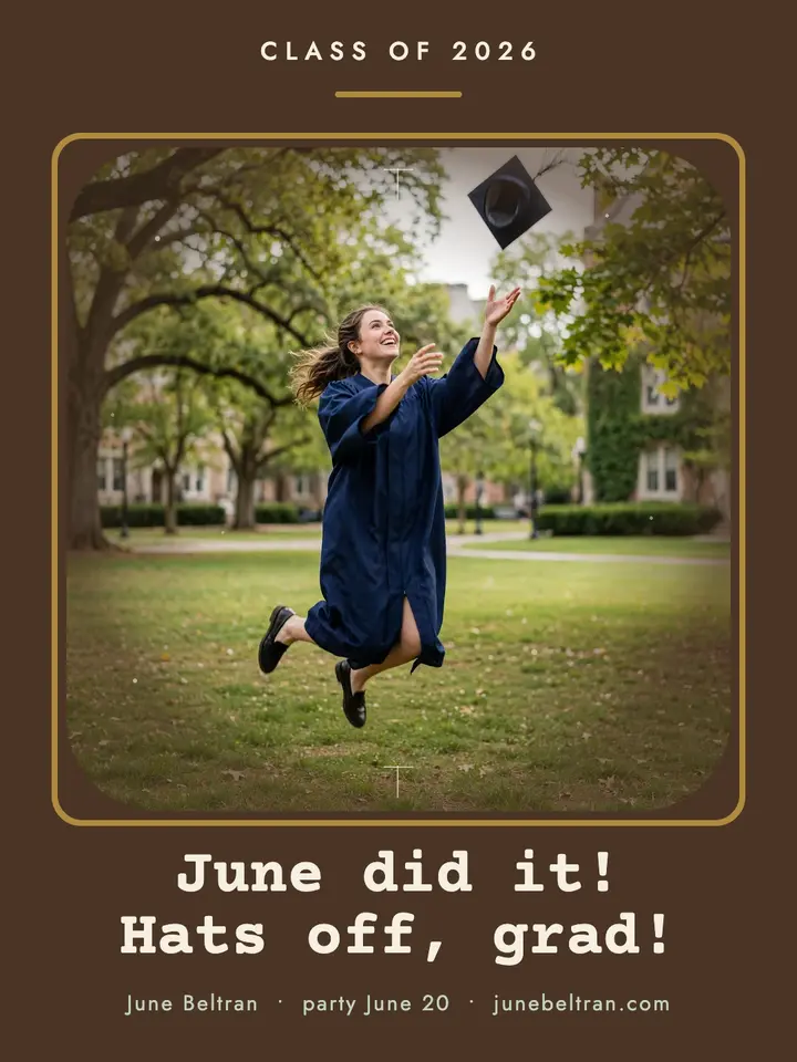 June graduation finder portrait: graduation announcement template