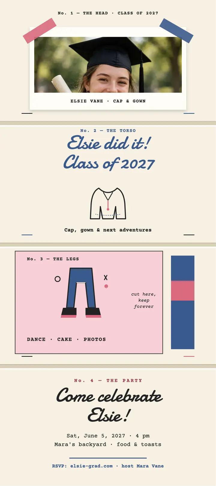 Elsie fold graduation party keepsake template