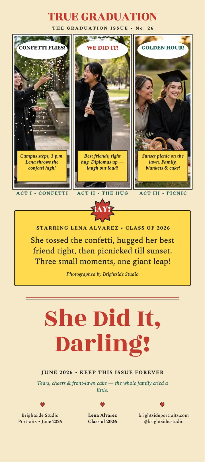 Graduation fotonovela rack card template