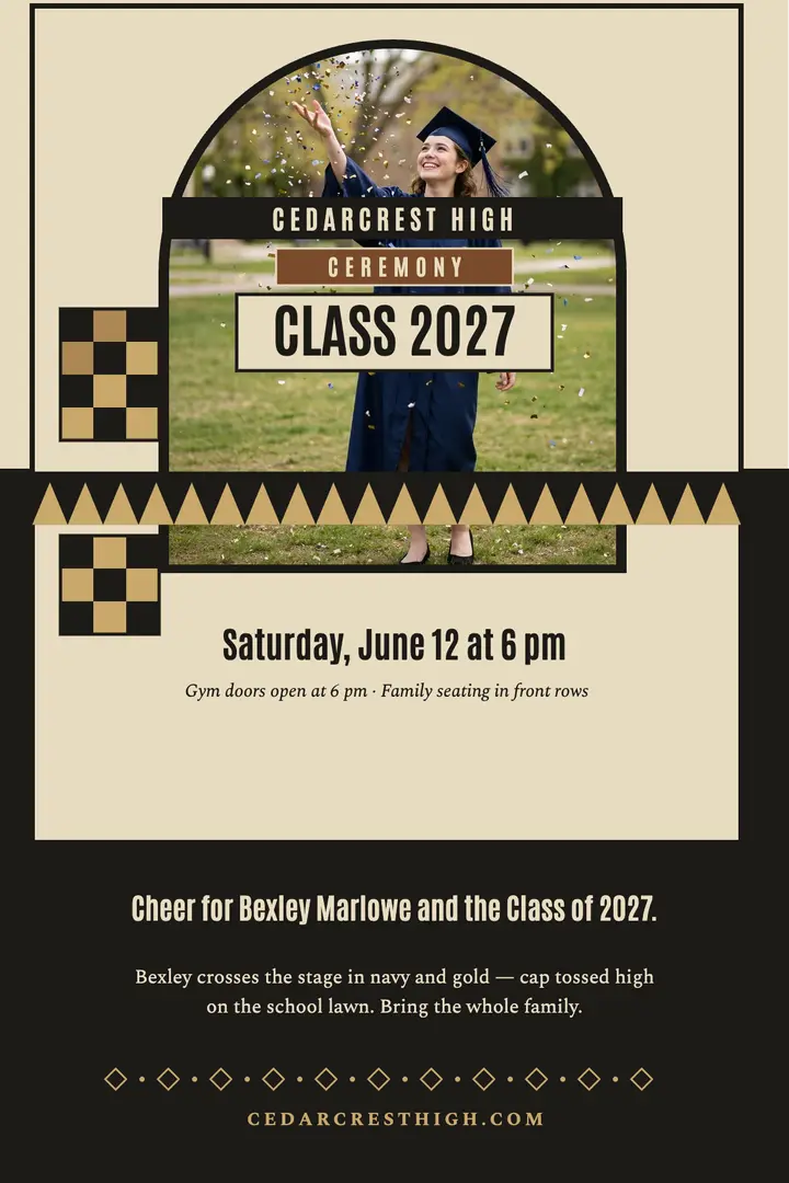 Cedarcrest graduation bark geometry poster: graduation poster template