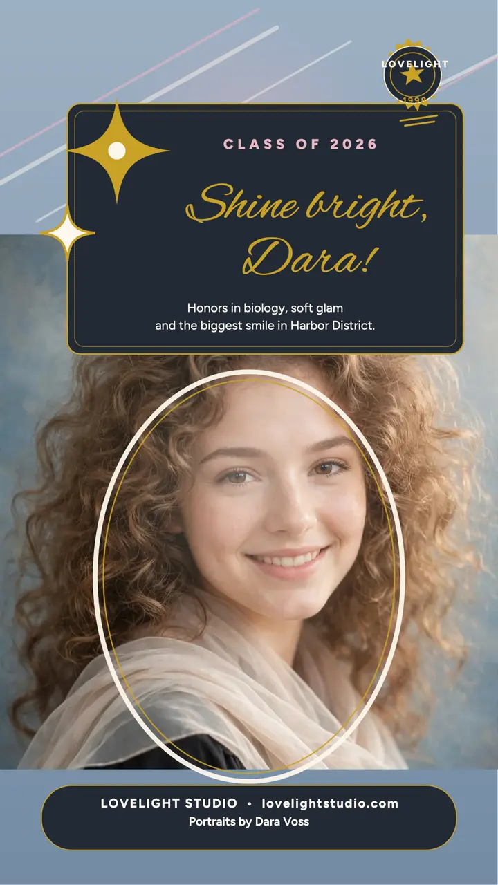 Dara graduation glamour portrait story template