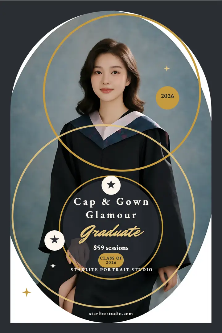 Starlite graduation glamour poster: graduation portrait poster template