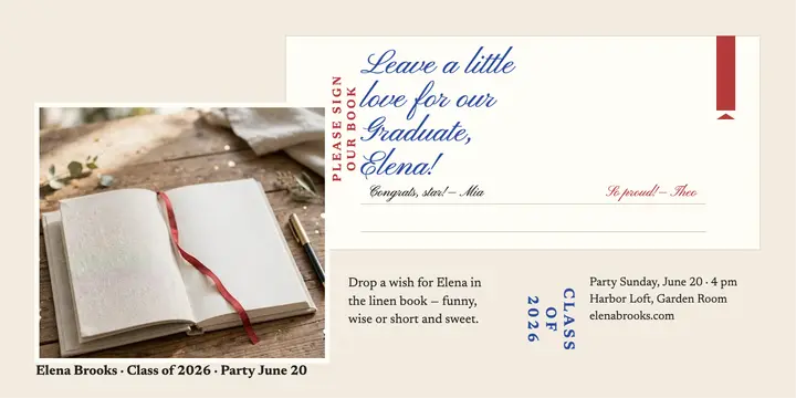 Elena Brooks graduation guestbook post template