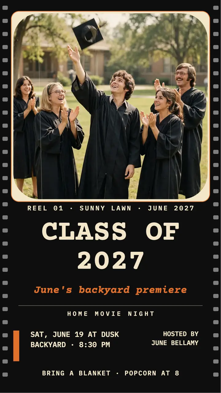 Graduation home movie screening story template