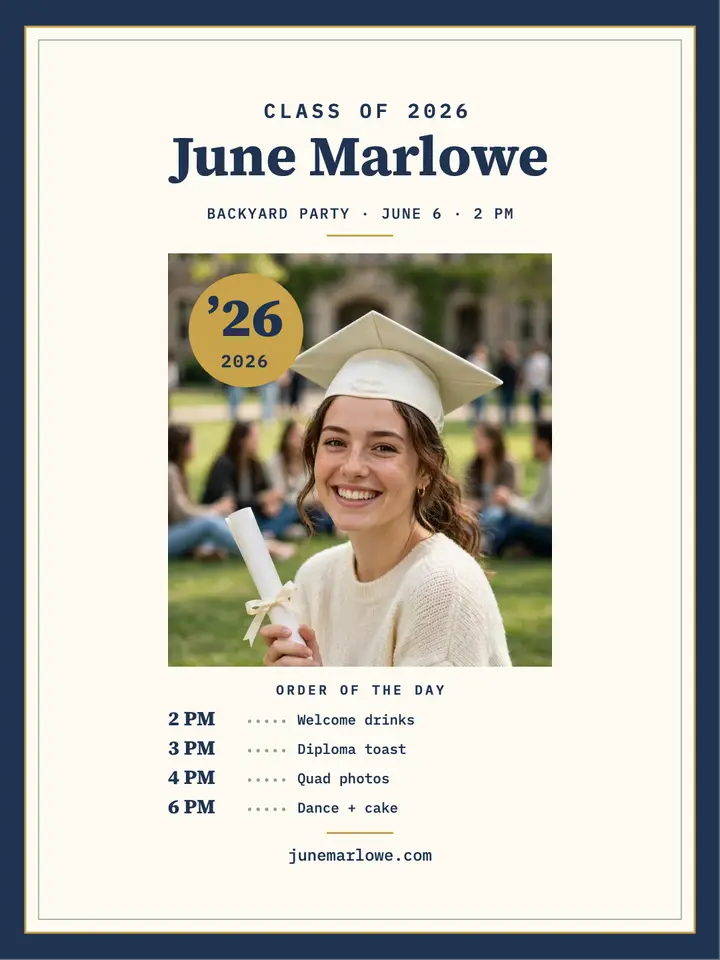 June Marlowe graduation index portrait template