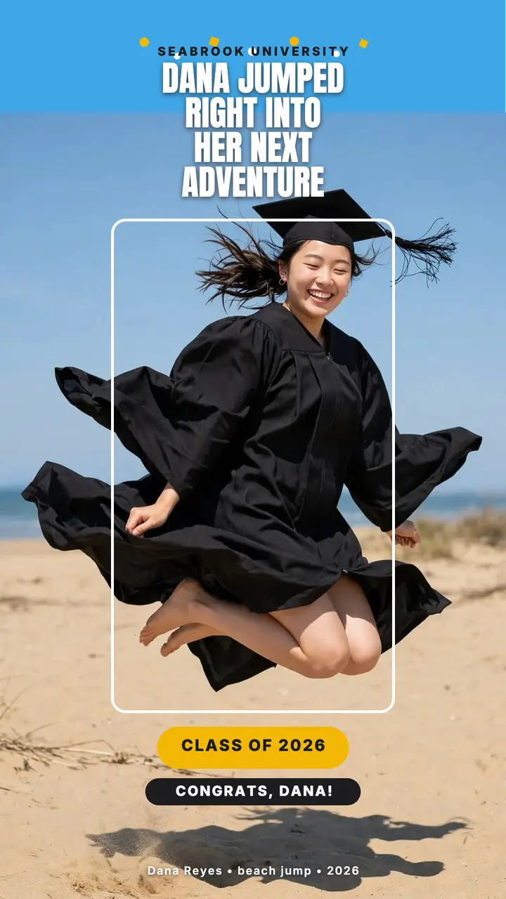 Dana graduation beach jump story template
