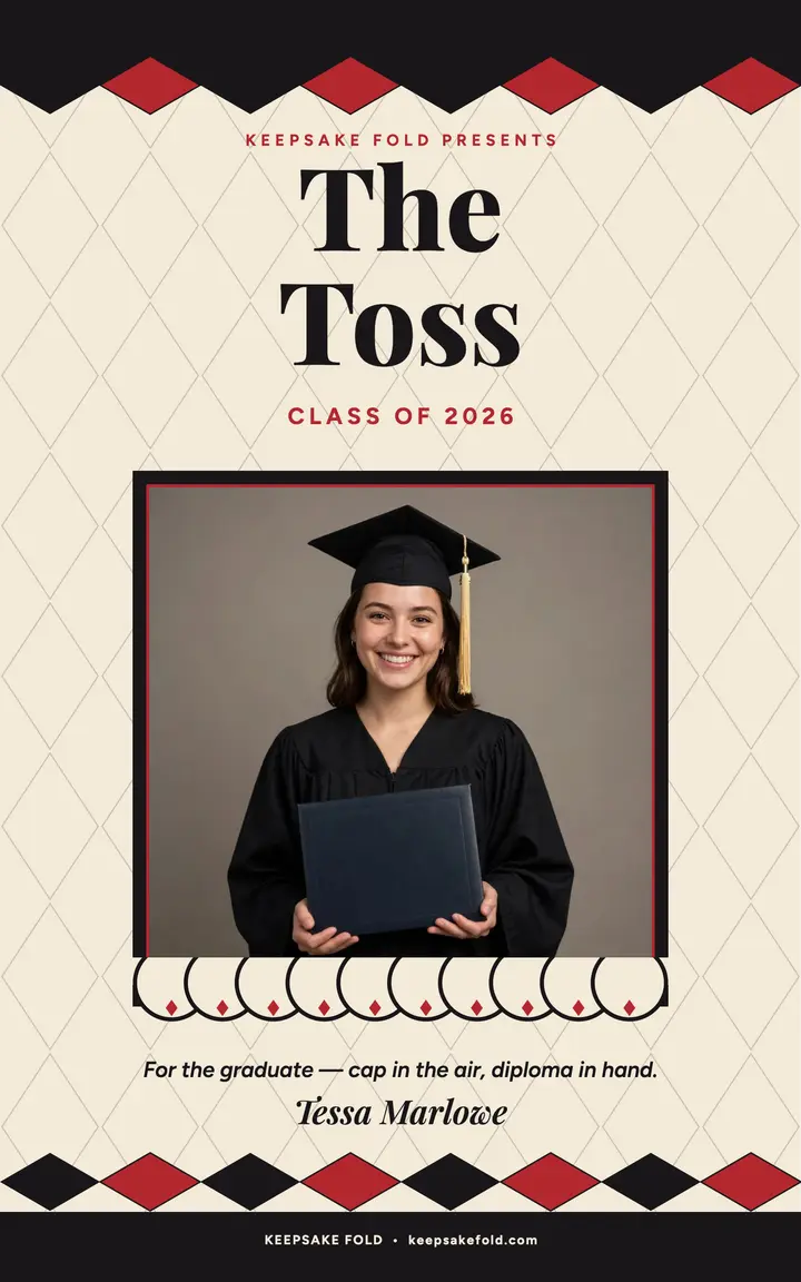 The Toss graduation keepsake, harlequin template
