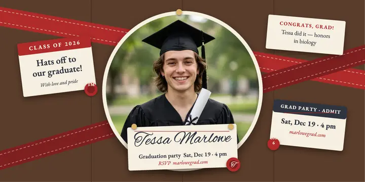 Tessa Marlowe graduation letter rack post: graduation announcement post template
