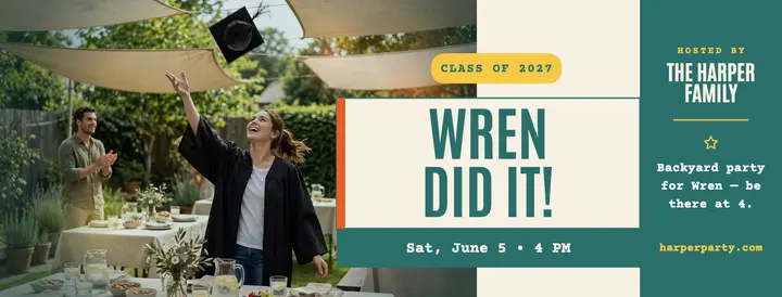 Wren graduation backyard party lomo cover template