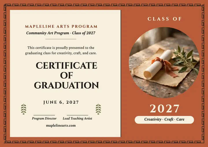 Mapleline arts graduation certificate template