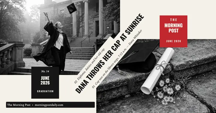 Graduation morning photo essay post: graduation photo post template
