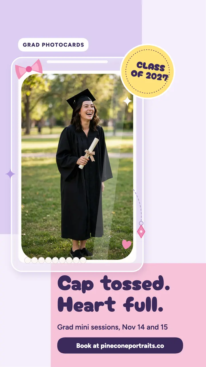 Cap tossed graduation photocard story: graduation photocard story template
