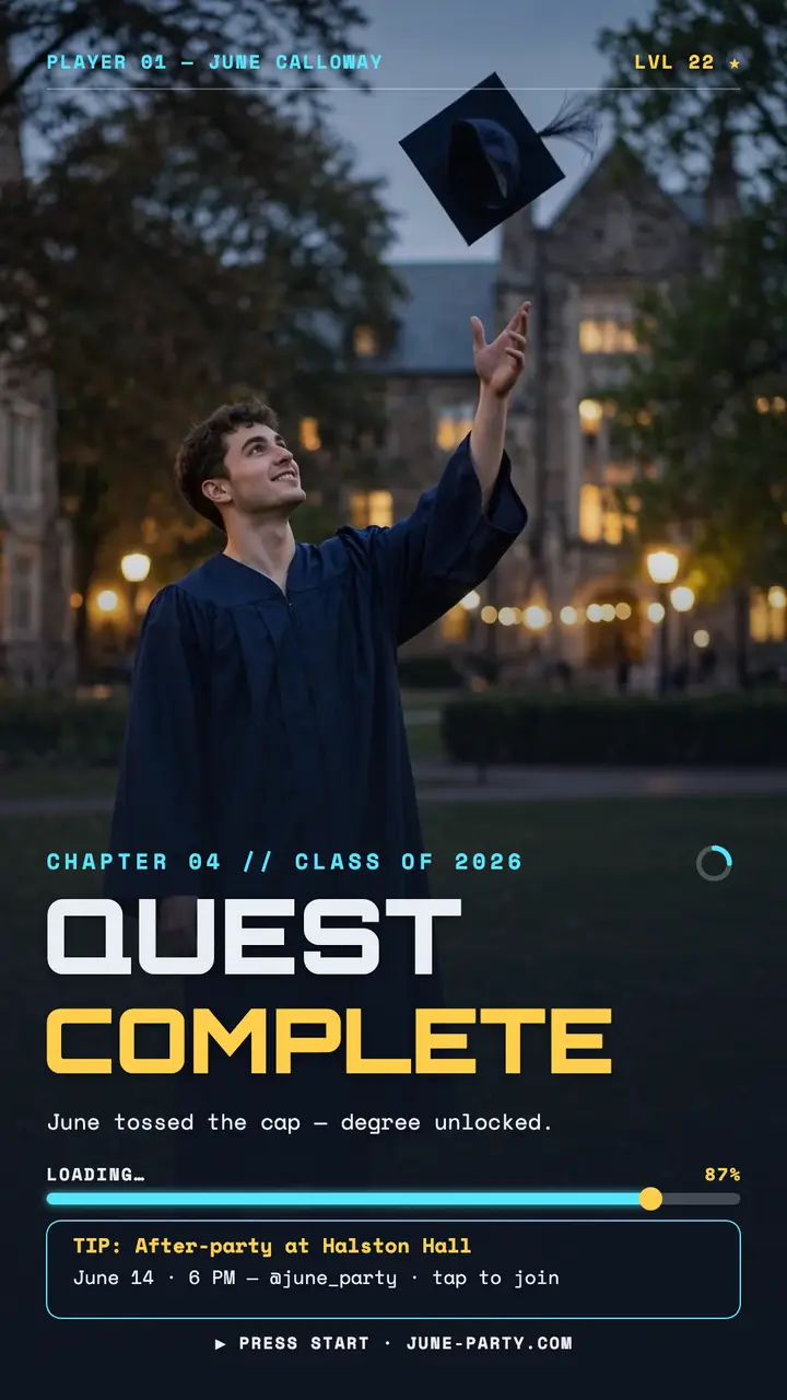 Graduation quest loading story template