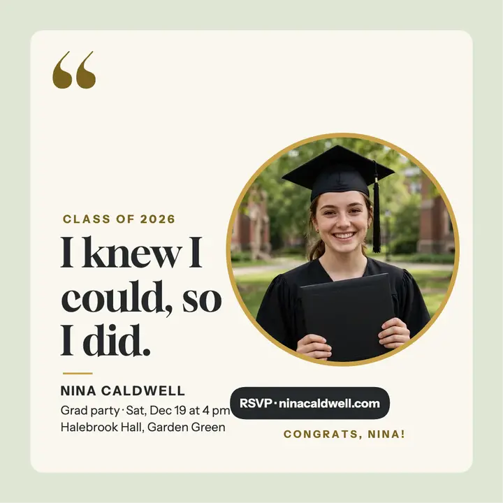 Nina Caldwell graduation quote post template
