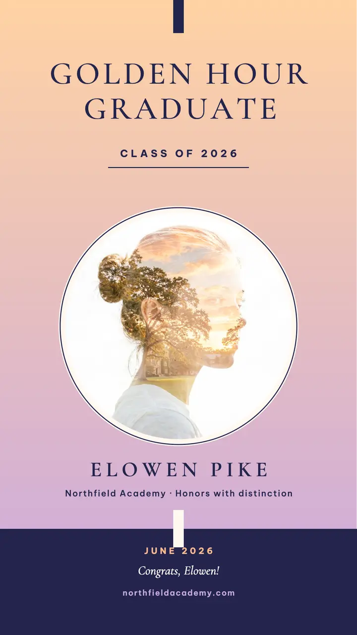 Elowen Pike golden hour graduation story: graduation story template