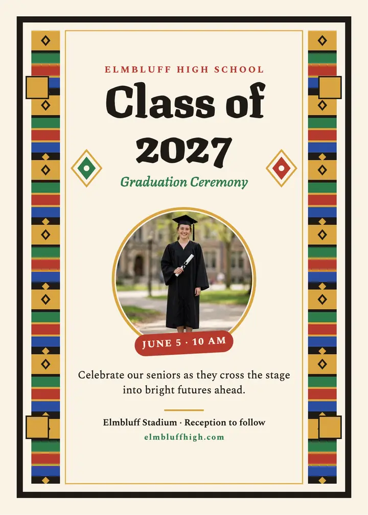 Elmbluff graduation stole invitation: graduation invitation template