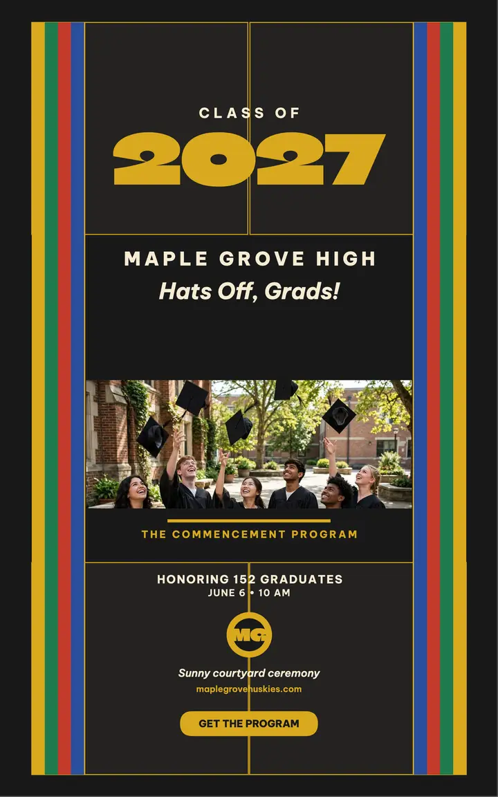 Maple Grove High graduation stole program: graduation program ebook template