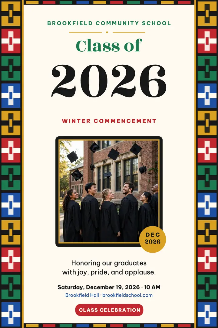 Brookfield graduation stole program cover template